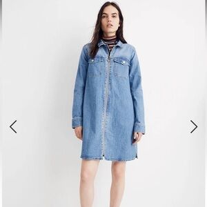 Madewell Women’s Blue Denim‎ Zip-Front Shirtdress Medium Sold Out Style
